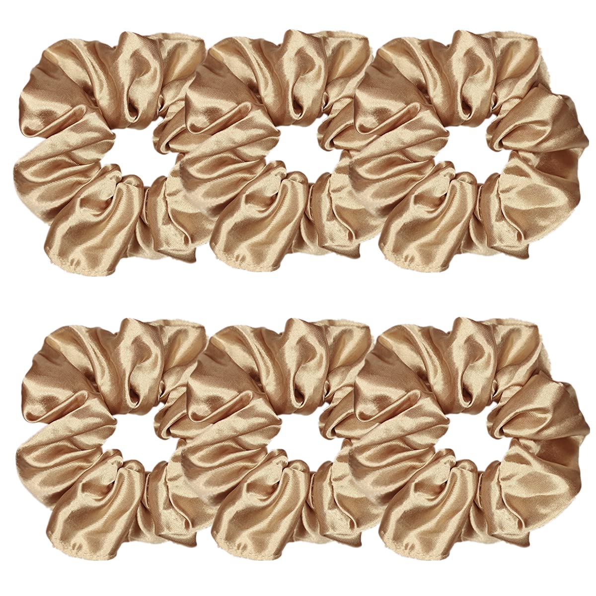 Sufermoe 6 Pcs Satin Silk Hair Scrunchies, 4.5 Inch, Dark Brown, Hair Accessories for Women and Girls