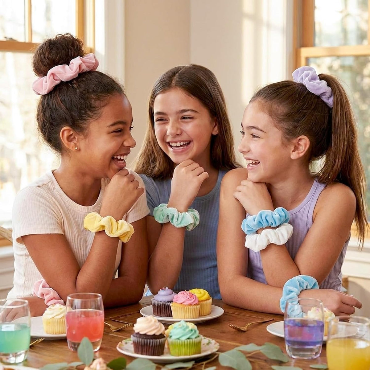 Whaline Pastel Hair Scrunchies Large Velvet Elastic Scrunchy Bobbles Ice Cream Color Hair Bands Soft Hairs Ties Hairstyle Accessories for Girls Women, 6 Colors