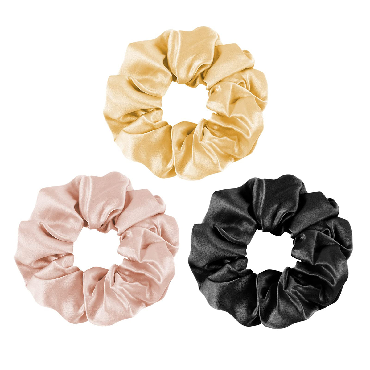 OLESILK 100% Mulberry Silk Scrunchies for Women, Hair Ties No Damage 3 Pack