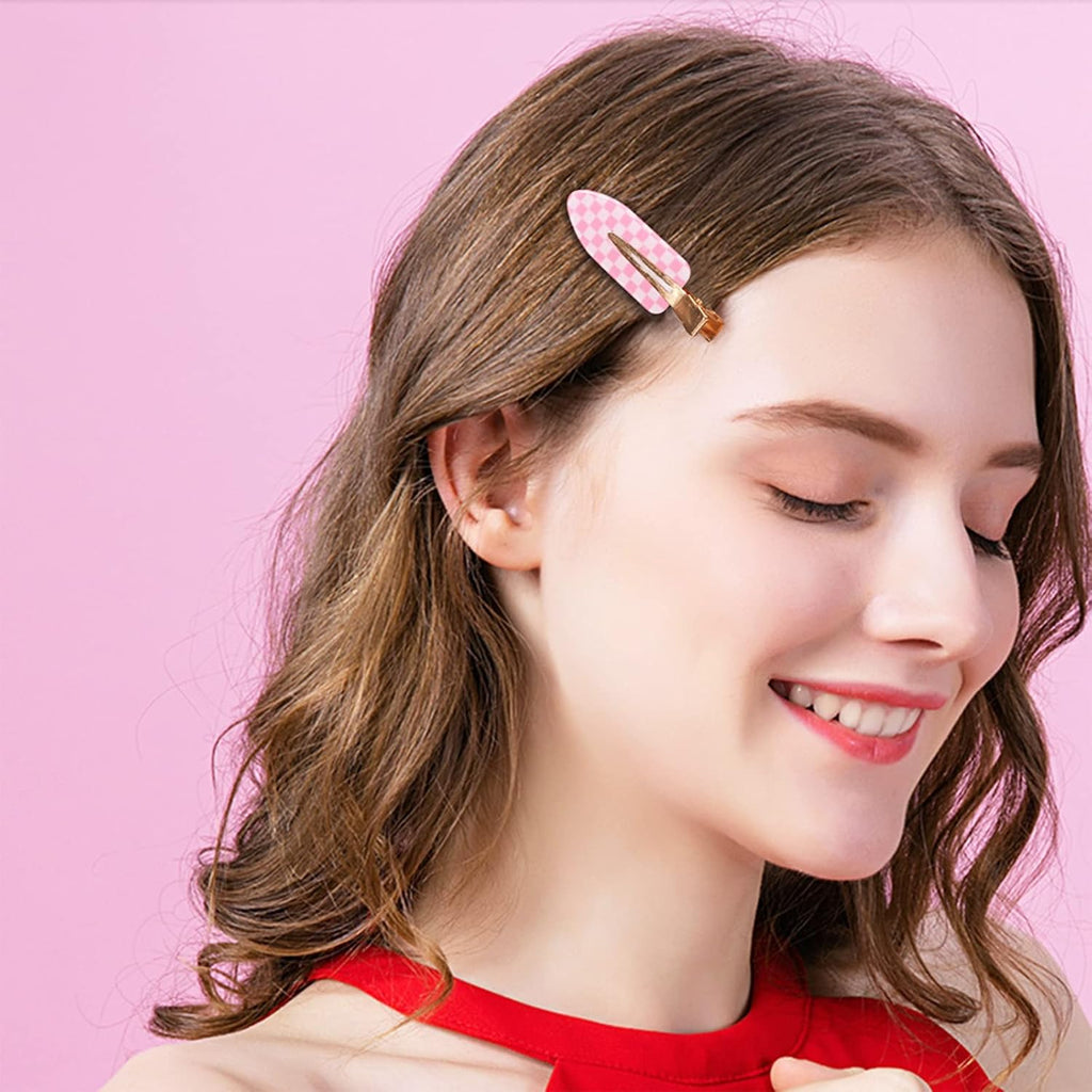 KesaPlan 9PCS No Bend Checkerboard Creaseless Hair Clips for Makeup Women