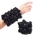 Black Big Scrunchies for Women 6.3Inches Large Scrunchie Satin Oversized Silk Thick Elastic Hair Ties Jumbo Hair Scrunchies 6 Pack (Black)