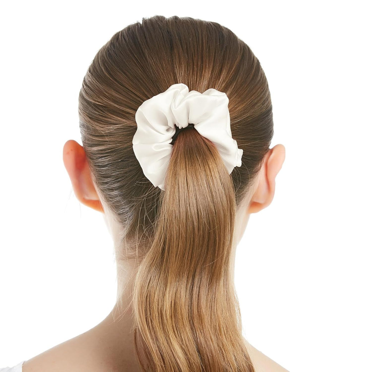 LilySilk Hair Tie, 100% Mulberry Silk Hair Scrunchies for Frizz & Breakage Prevention, Elastic Silk Ponytail Holders, 1Pc, Ivory