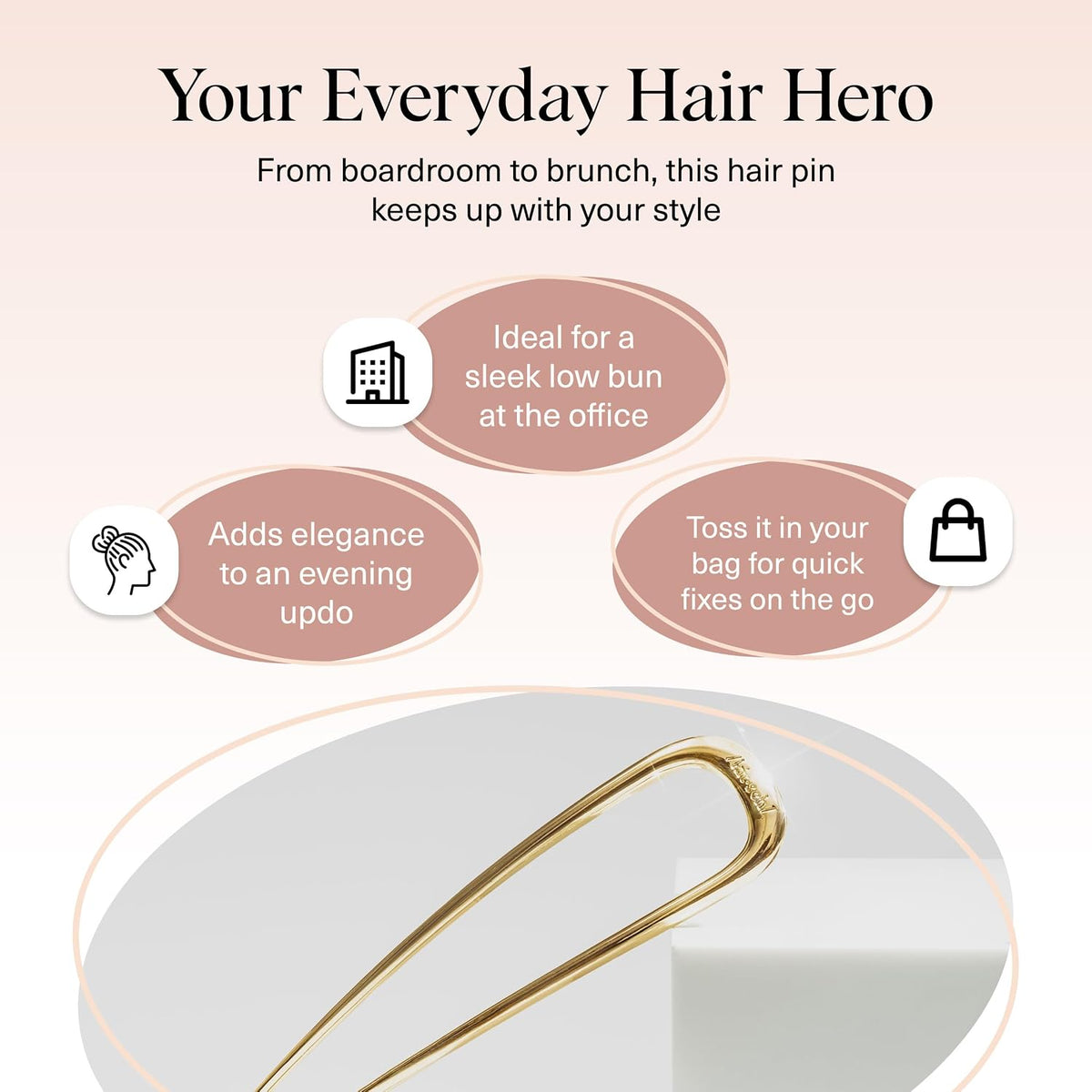 Kitsch French Hair Pins for Women | Secure Hold All Day - Gold, 1pc
