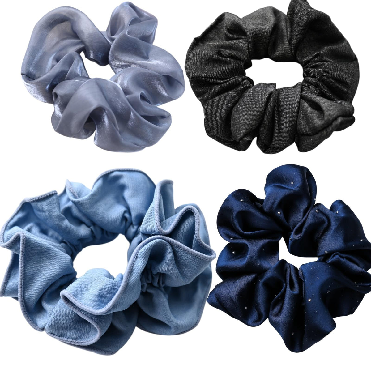 : Chic Striped Hair Scrunchies for Girls and Women，Elastic Hair Bands，for everyday styling，4 in pack，scrunchies (a)