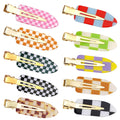 10 Pcs No Crease Hair Clips for Styling, Creaseless Alligator Clips for Women, Checkerboard Makeup Hair Clips, No Bend Bangs Clips