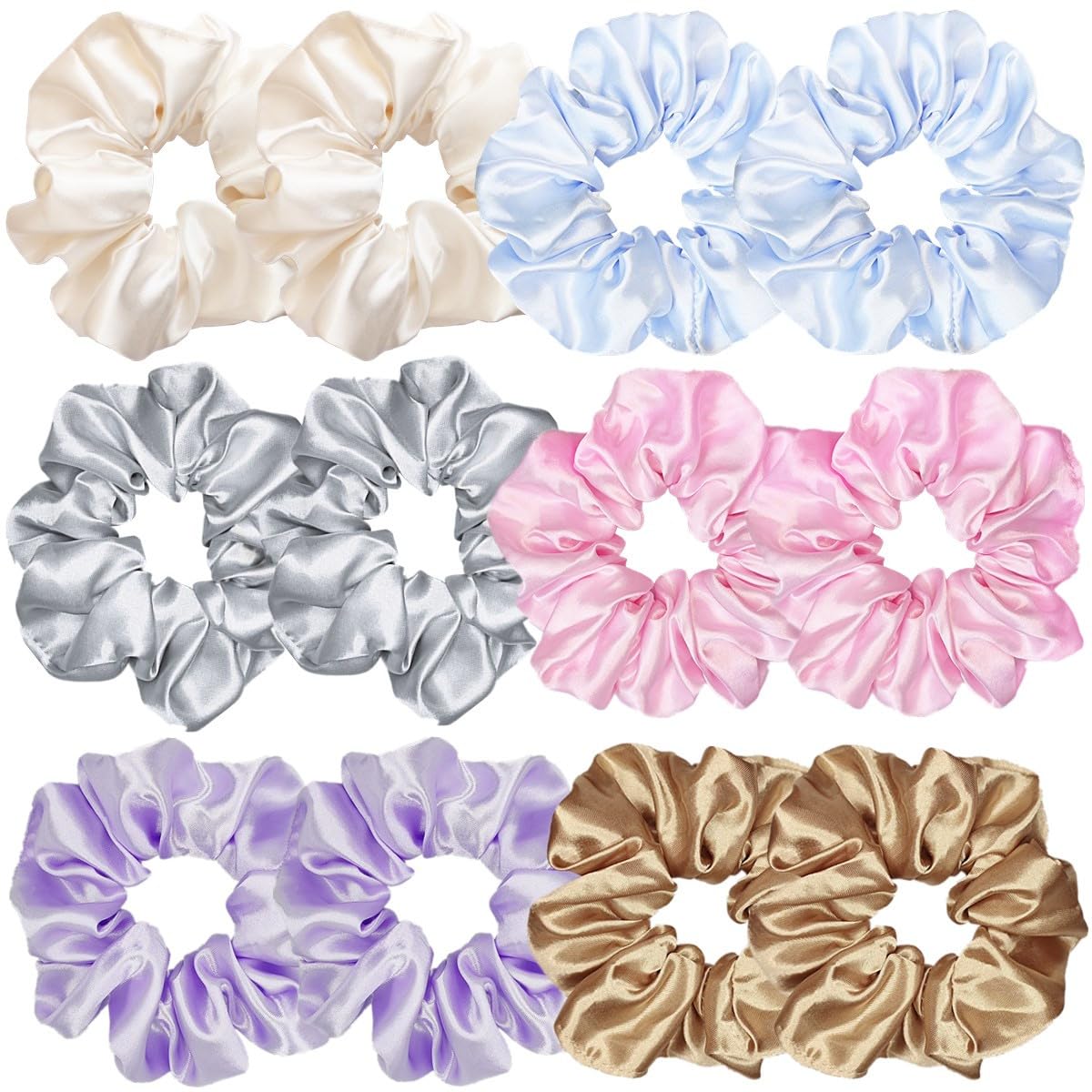 12 Pcs Satin Silk Scrunchies Soft Hair Ties Fashion Hair Bands Hair Bow Ropes Elastic Bracelets Ponytail Holders Hair Accessories for Women Girls (4.5 Inch, Assorted Multi-color)