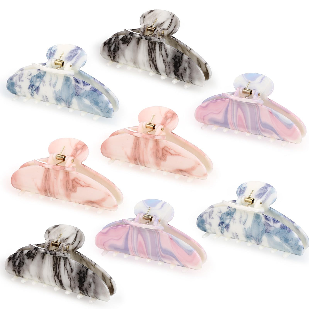 8 Pcs Large Acrylic Hair Claw Clips,Ink Painting,Dusk Color