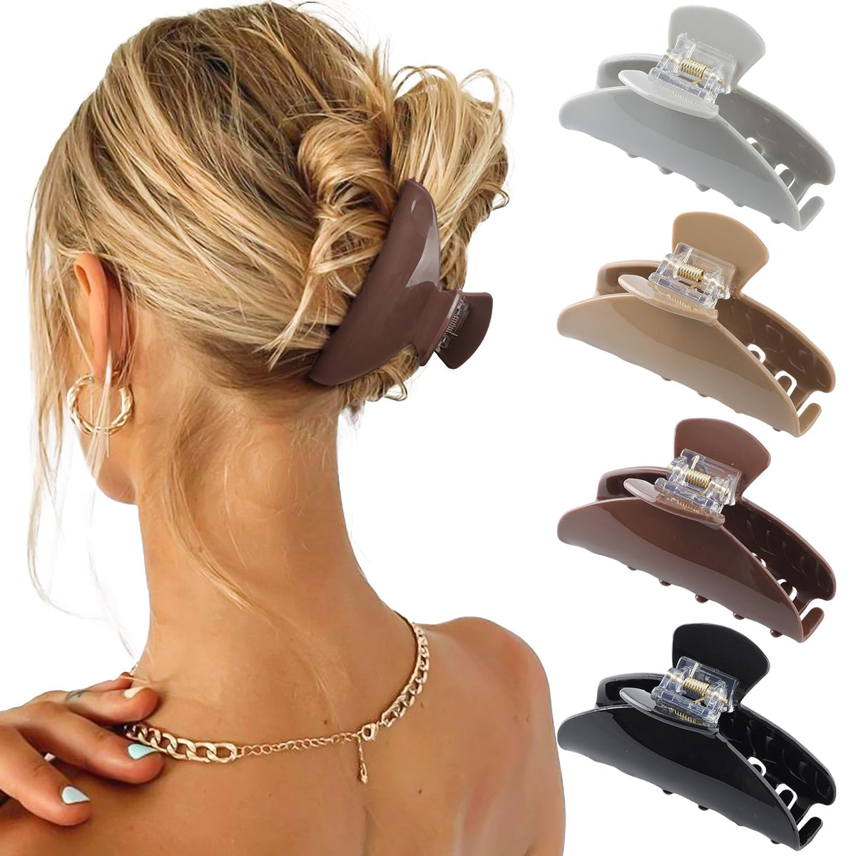 4 Pcs Claw Clips for Women Fine Thin Hair Strong Hold Acrylic Hair Clips