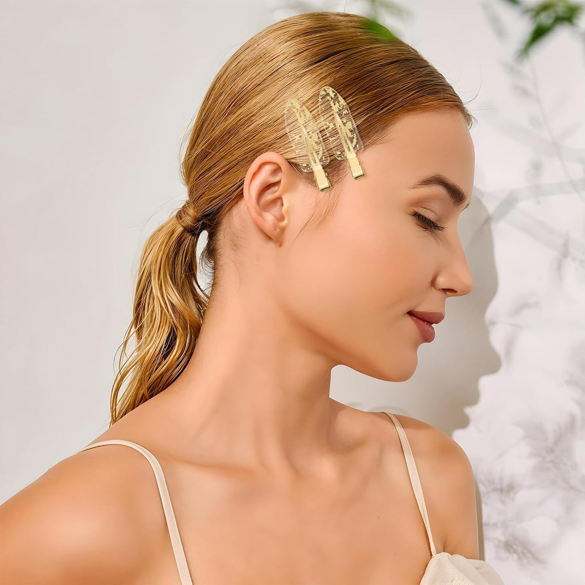 8 Pcs Creaseless Hair Clips No Crease Hair Clips No Bend Glitter Gold Bangs Clip for Makeup Creaseless Gold HairAccessories Bridesmaid Gifts HairSetting Clip