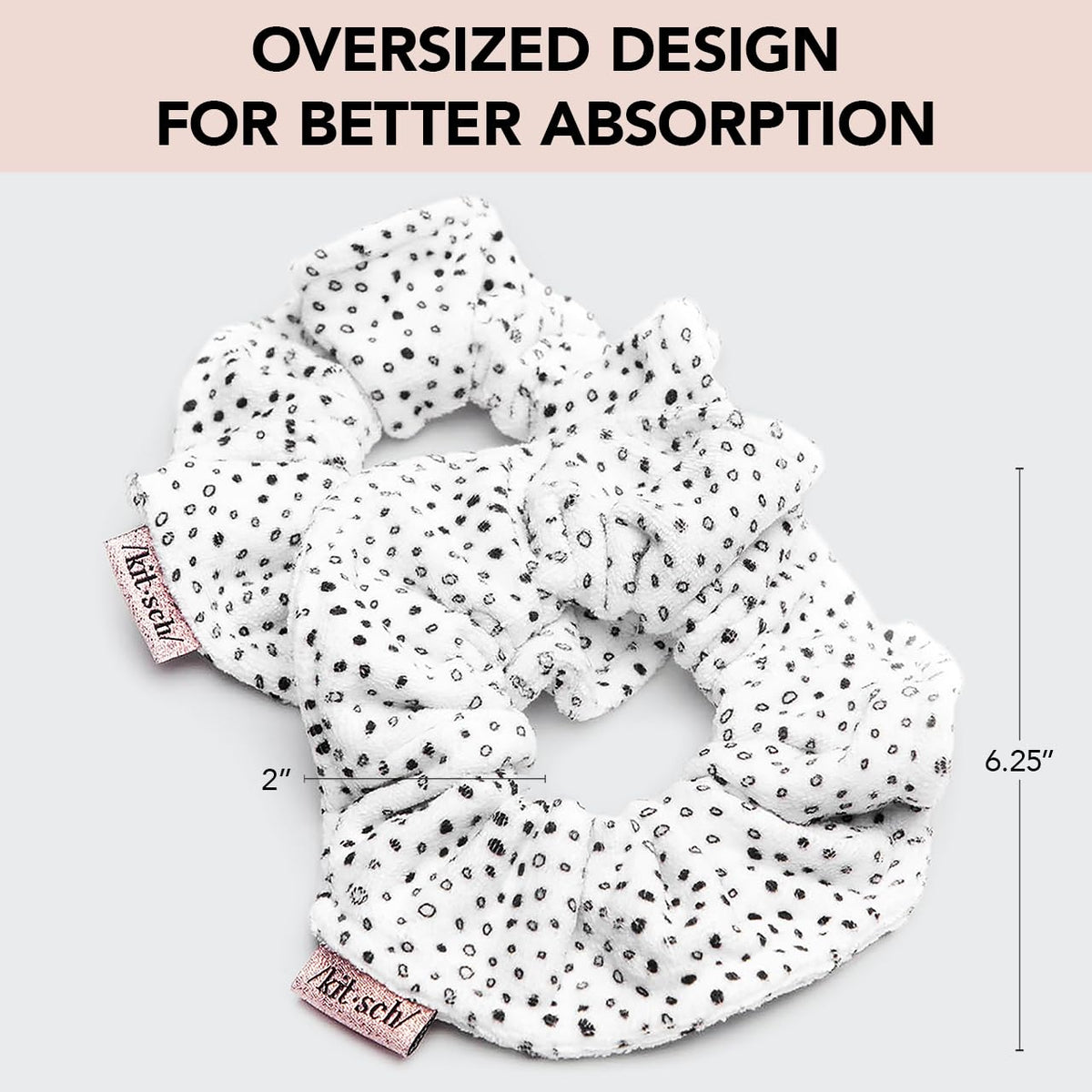 Kitsch Microfiber Quick-Dry Hair Towel Scrunchie - Micro Dot, 2pcs