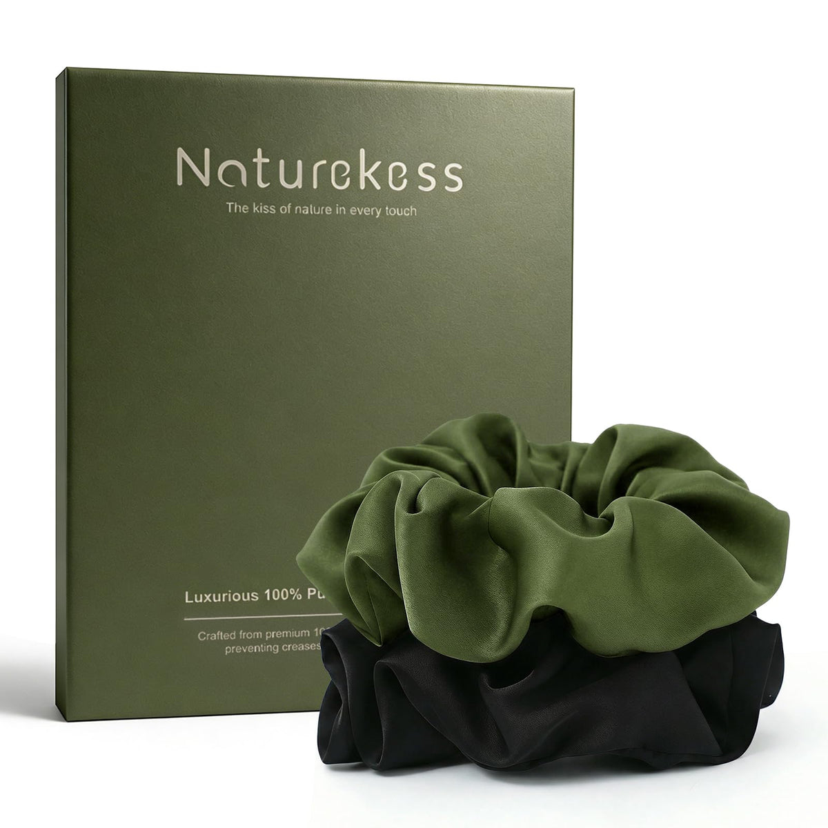 100% Mulberry Silk Scrunchies for Women, Oversized XL Hair Tie for Sleeping, Gentle No Damage Hair Accessory for All Hair Types, Soft Pure Silk Ponytail Holder