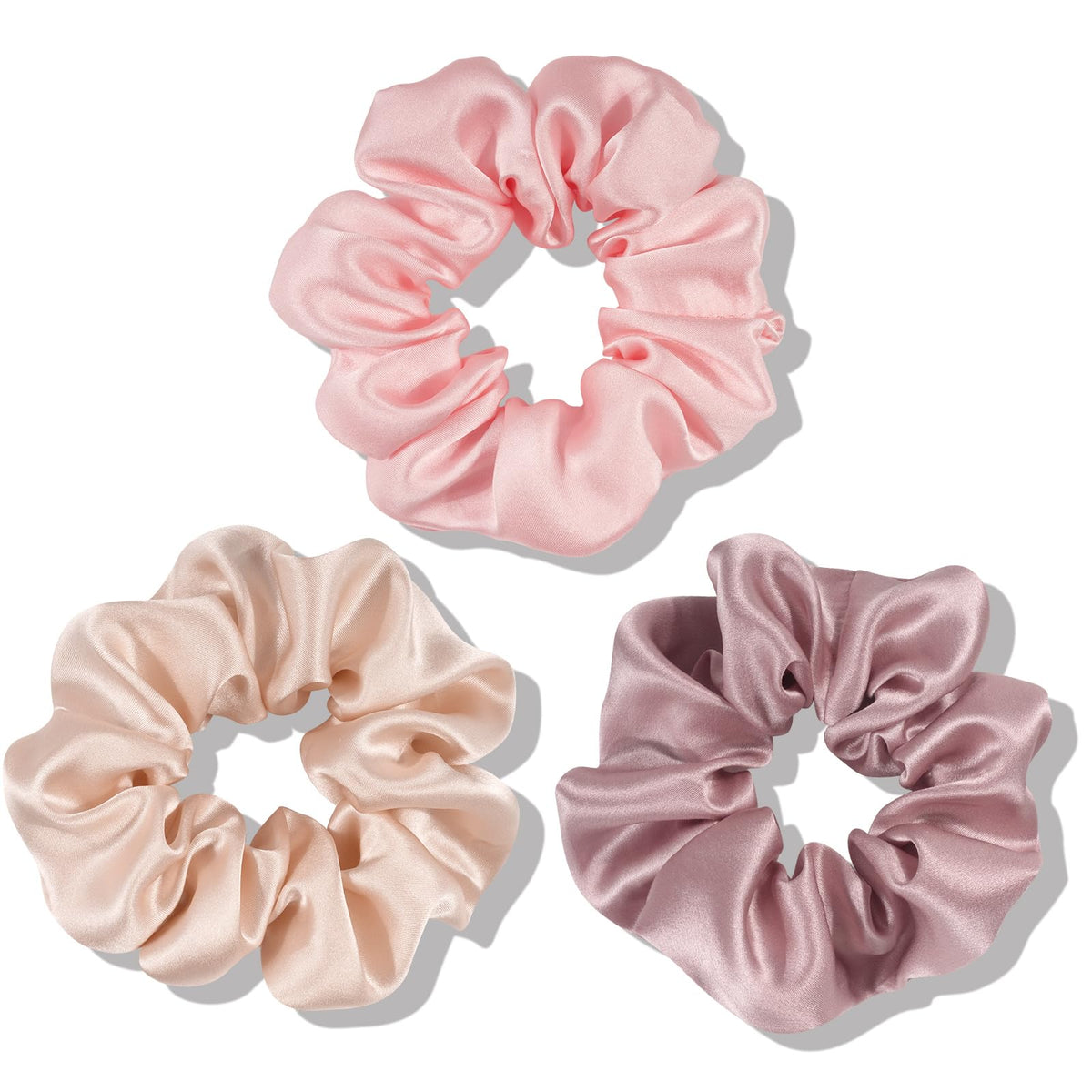 OLESILK 100% Mulberry Silk Scrunchies for Women, Hair Ties No Damage 3 Pack