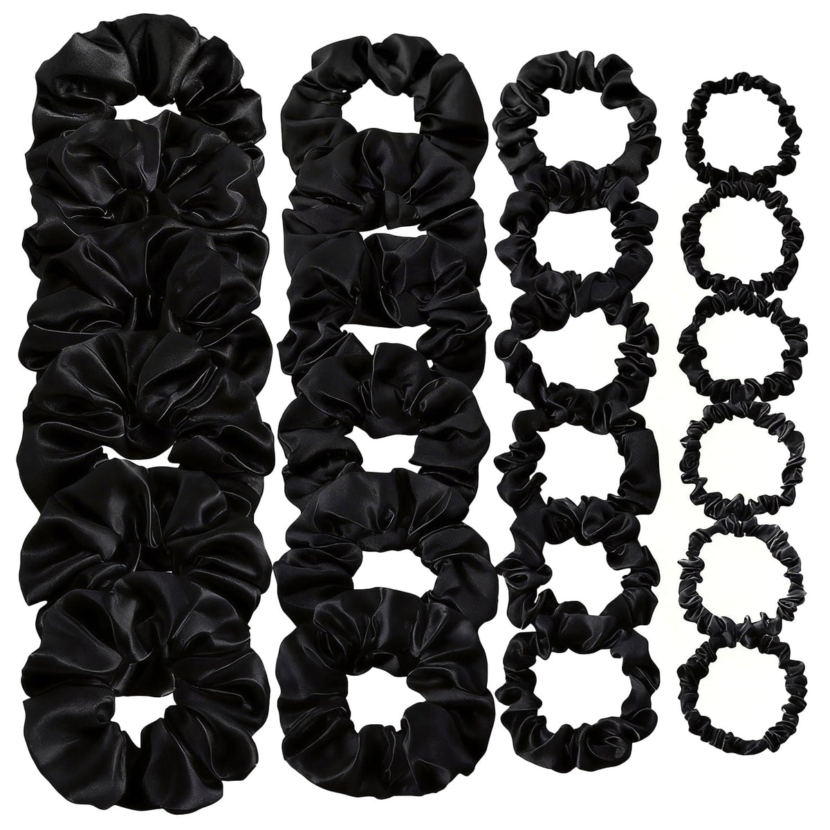 24 Pcs Hair Ties Scrunchies for Women Big Satin Scrunchie for Girls Seamless Elastic Hair Bands Soft Small Hair Tie for Thick Thin Hair Ponytail Holders Accessories