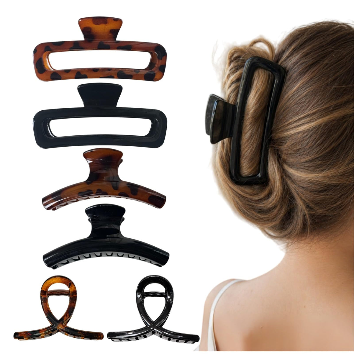 6 Pieces Hair Claw Clips for Women, Tortoise Shell Hair Claw Clip Strong Hold Non-slip Jaw Clips for Women