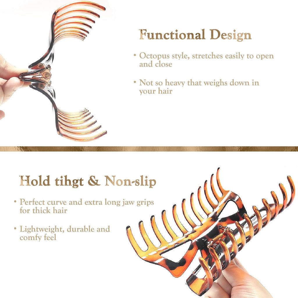 5.5” Large Hair Claw Clips, Big Hair Clips Enough to Hold Your Hair, Hair Clips for Women Thick Hair (Shiny-4pcs)