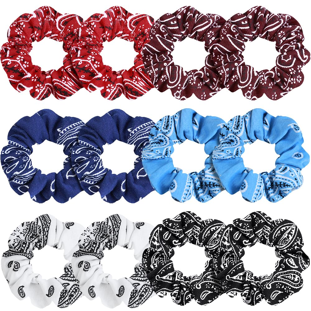 Scrunchies for Women, 12 Pcs Neutral Brown Tones Velvet Scrunchies - Classic Thick Elastic Hair Ties for a Soft Ponytail