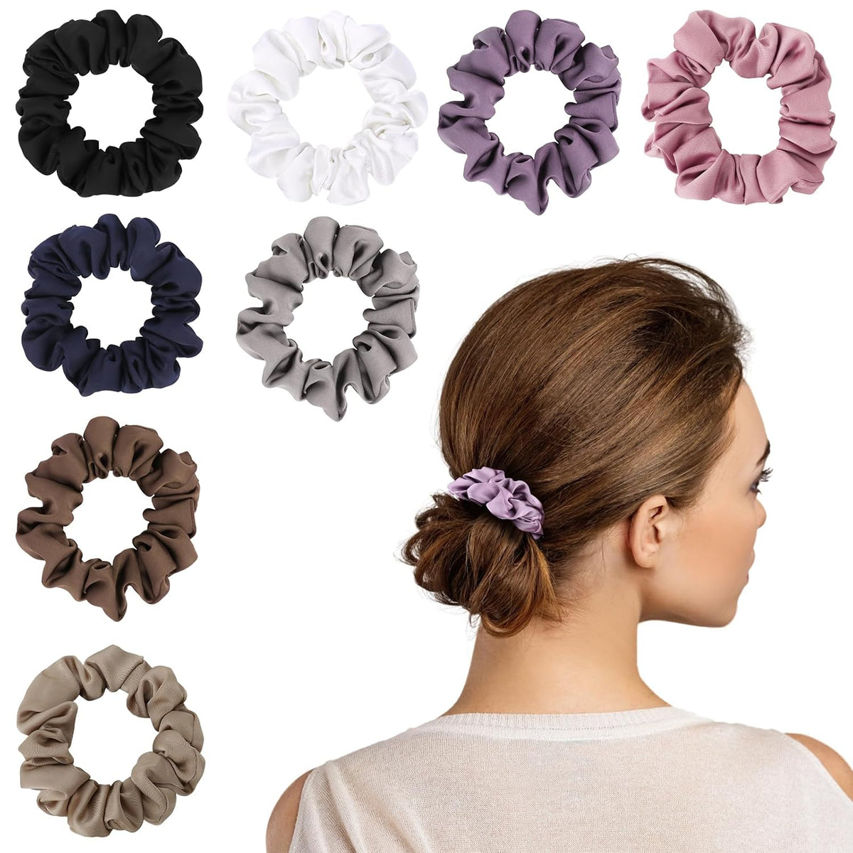 8 PCS Silk Satin Hair Ties Hair Scrunchies for Women Premium Classic Color