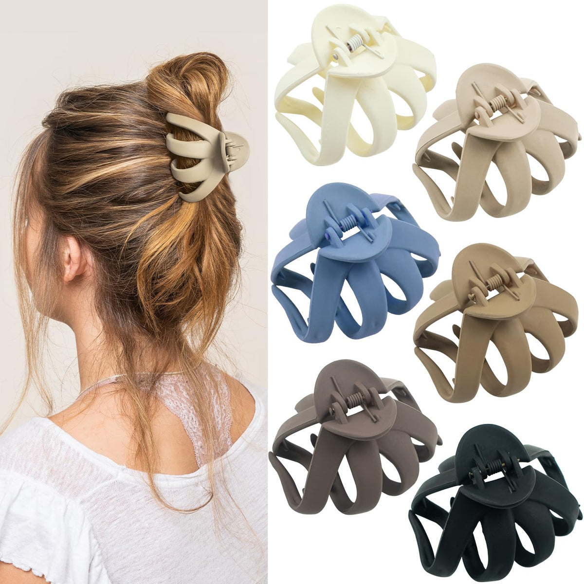 2.8 Inch Medium Octopus Hair Clips for Women, Matte Claw Clips for Thin Hair, Strong Hold Non-slip Spider Octopus Clip for Fine Hair Jaw Clips