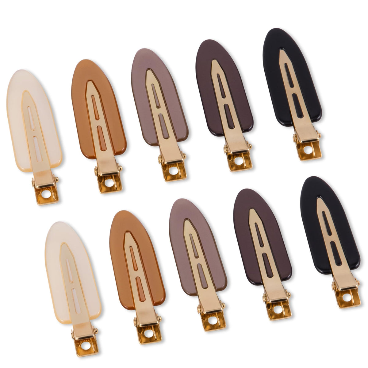 10 Pcs Creaseless No Crease No Bend Flat Hair Clips For Styling Non Slip Makeup Clips For Women Salon Hairstyle,Matte Black Brown Beige