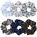 Sufermoe 6 Pcs Satin Silk Hair Scrunchies, 4.5 Inch, Dark Brown, Hair Accessories for Women and Girls
