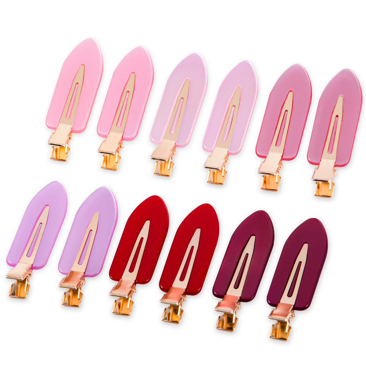No Crease Creaseless No Bend Hair Clips For Styling Non Slip Flat Clips For Makeup Hair Accessories For Women,White Gold Color,12 PCS