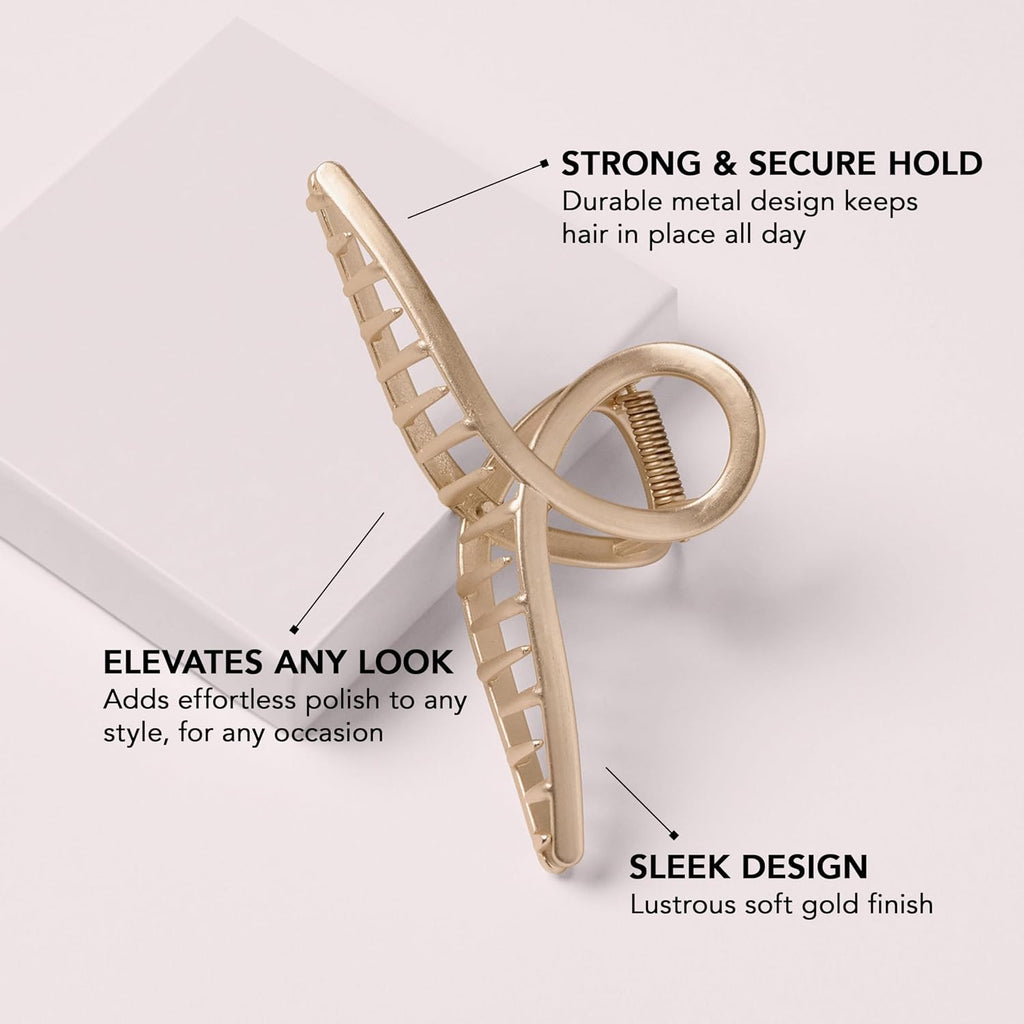 The Hair Edit French Twist Claw Clip, Metal Hair Clip for Women, Soft Gold