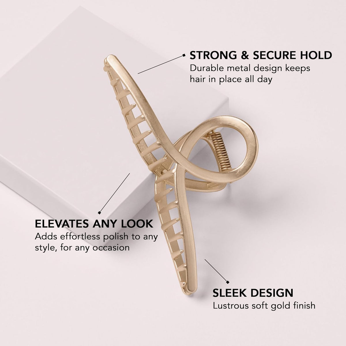 The Hair Edit French Twist Claw Clip, Metal Hair Clip for Women, Soft Gold