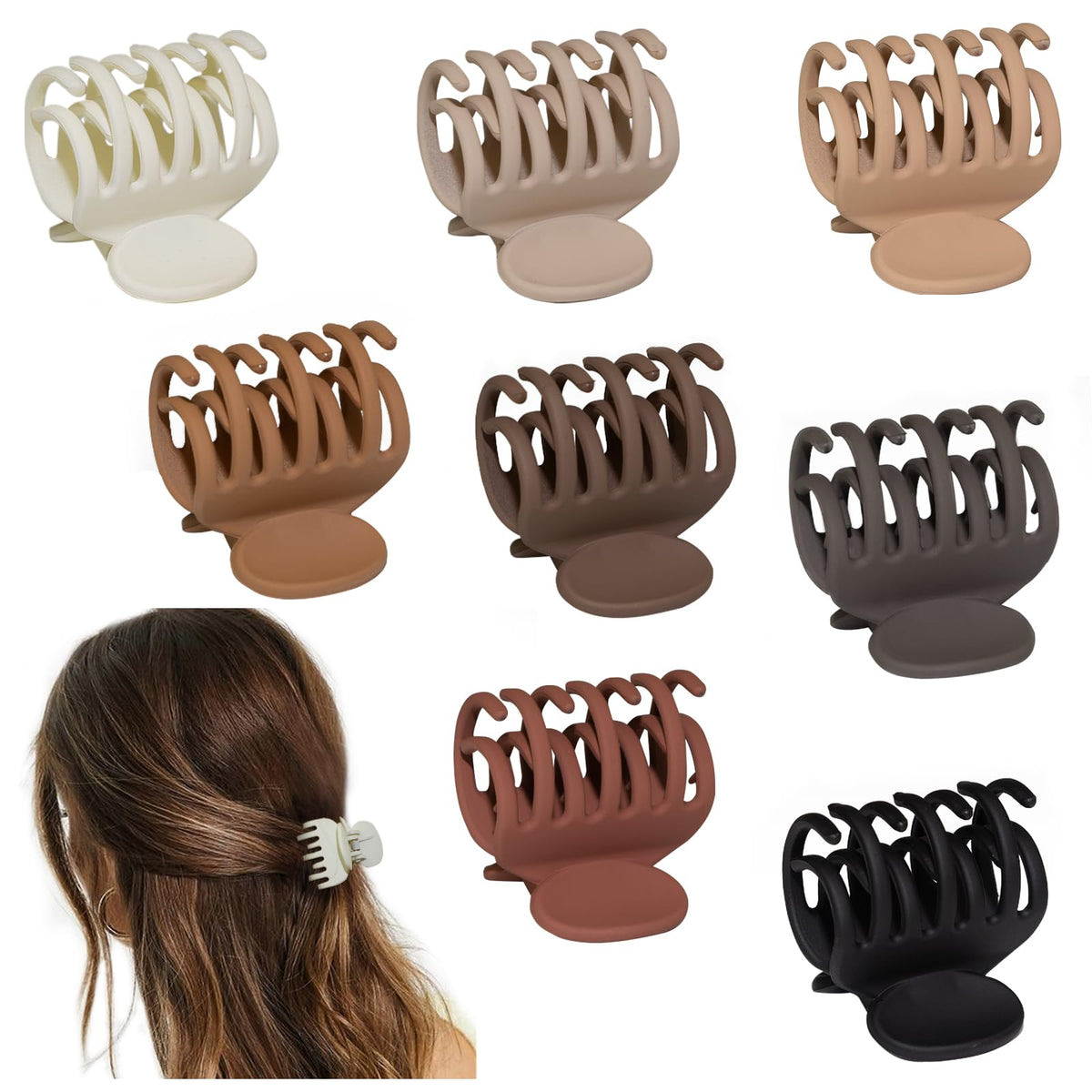 1.6" Matte Small Double Row Teeth Hair Clips for Women Hair Claw Clips