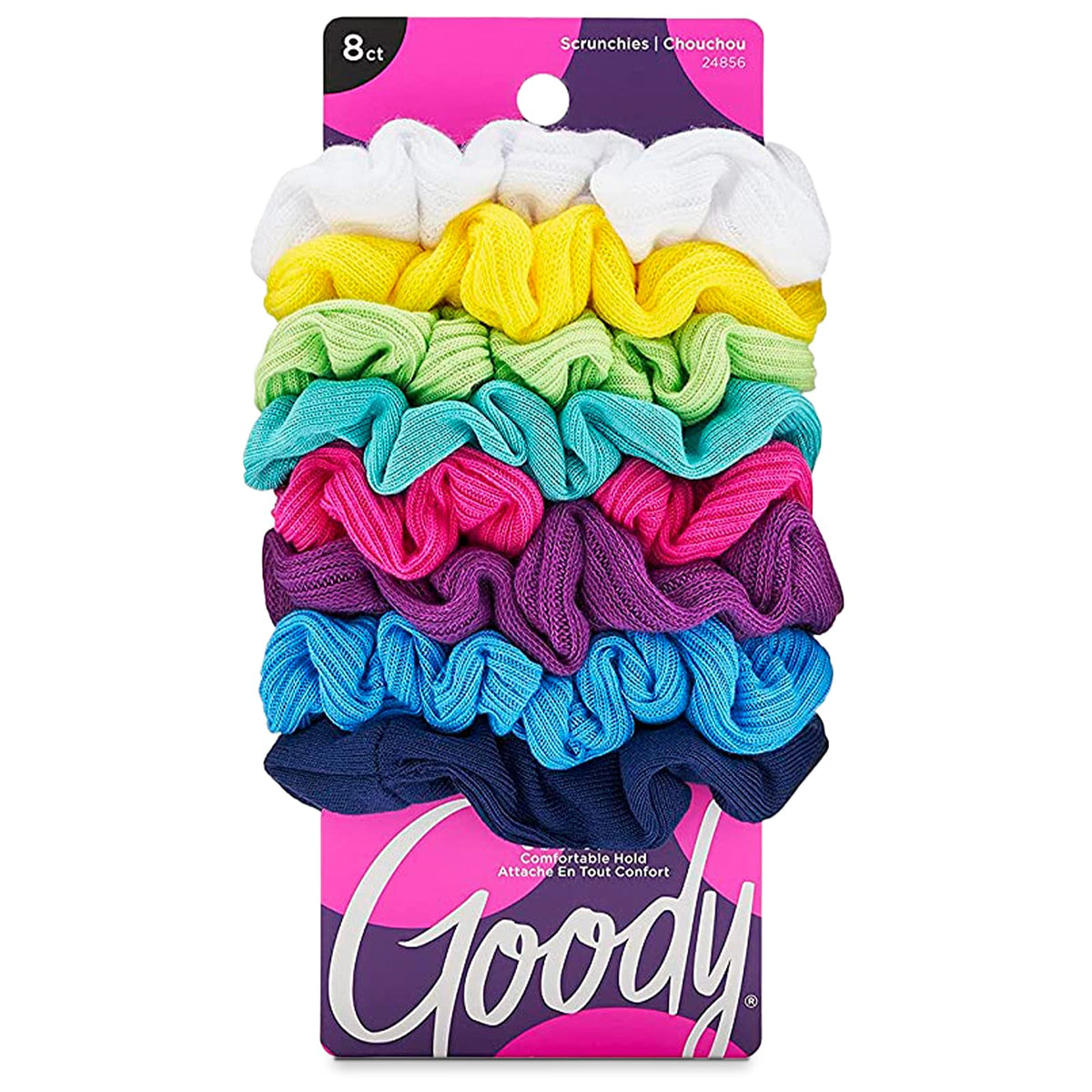 Goody Ouchless Jersey Scrunchies, 8 Ct, Black, Damage-Free, Dentless & Secure Hold Ties, Gentle Hair Accessories for Women & Men, All Day Comfort, All Hair Types