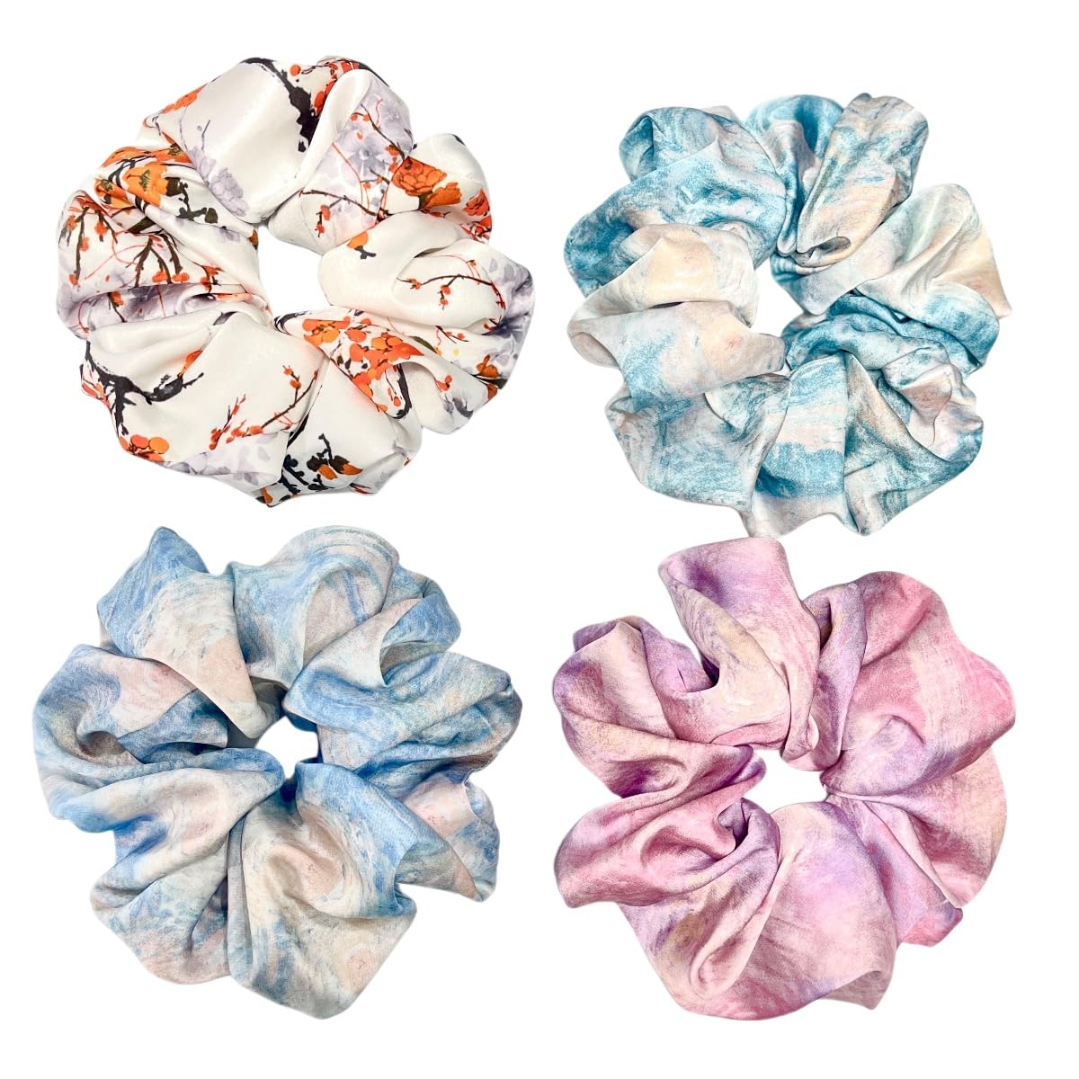 Large satin Scrunchies XL Silk Oversized Scrunchie for Thick long Hair Scrunchy Bobbles Hair Ties Jumbo for Women Girls (BW DOT)