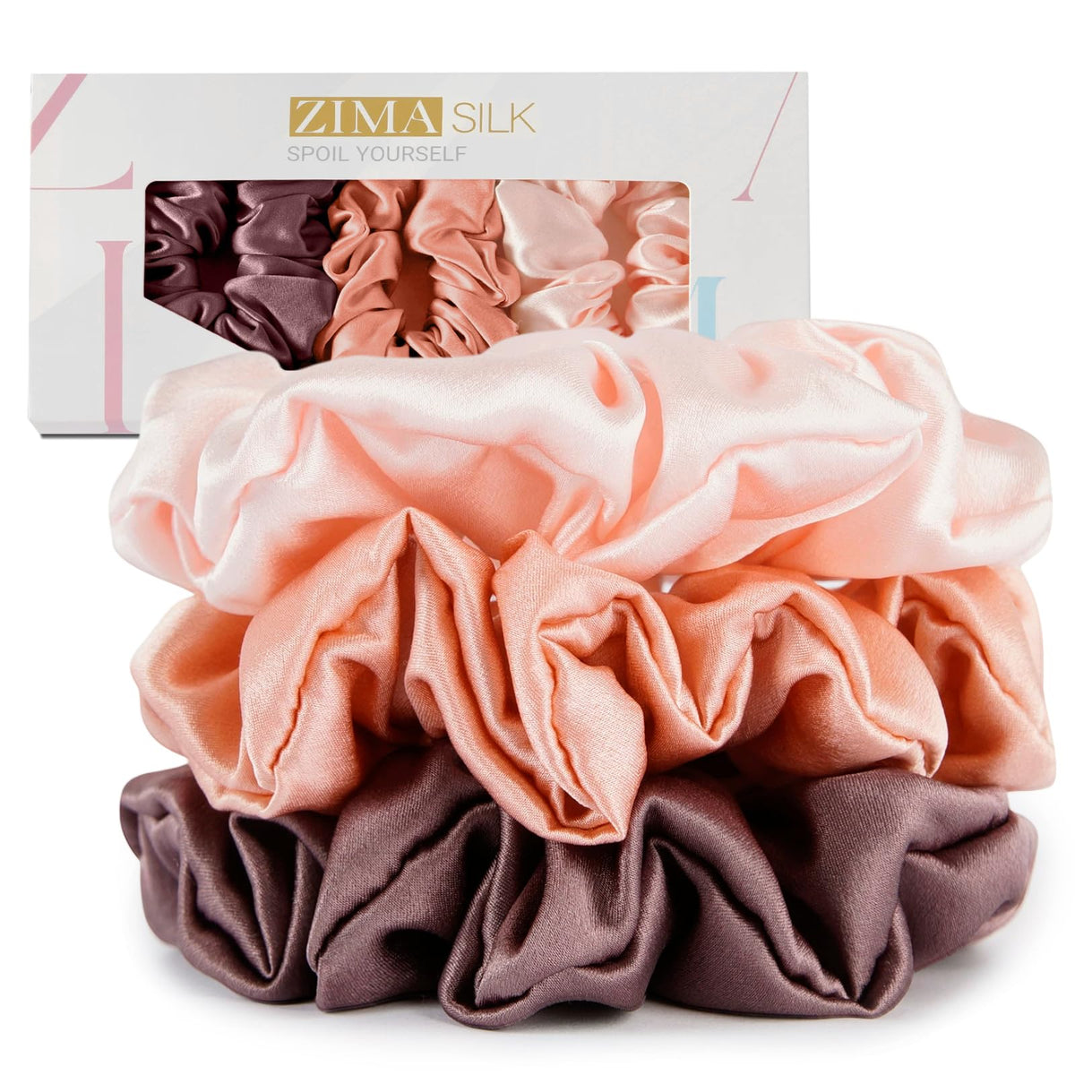 ZIMASILK 100% Pure Mulberry Silk Hair Scrunchies for Women