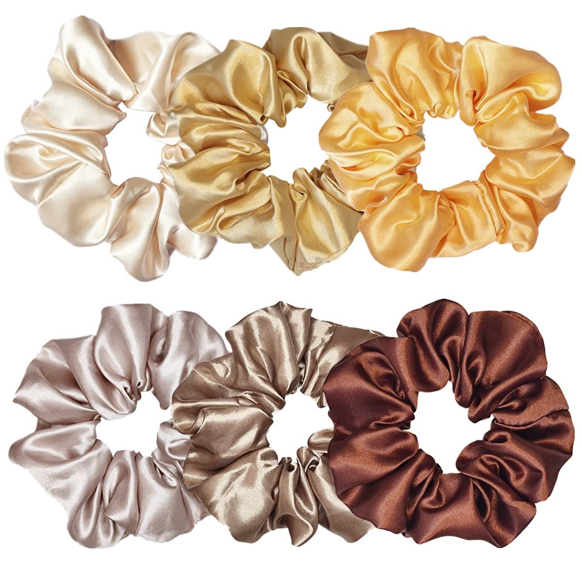 Sufermoe 6 Pcs Satin Silk Hair Scrunchies, 4.5 Inch, Dark Brown, Hair Accessories for Women and Girls