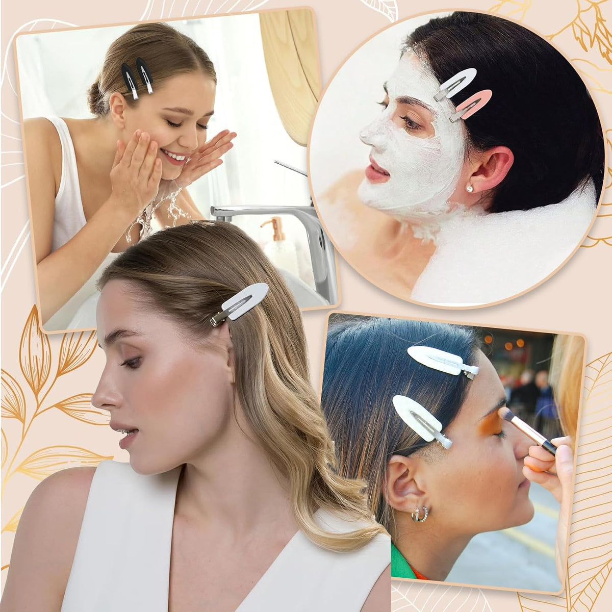 16Pcs Creaseless Hair Clips No bend or Dent No Crease Hair Bang Clip for Makeup Application Flat Hair Clips for Styling Women and Girls Makeup Accessories