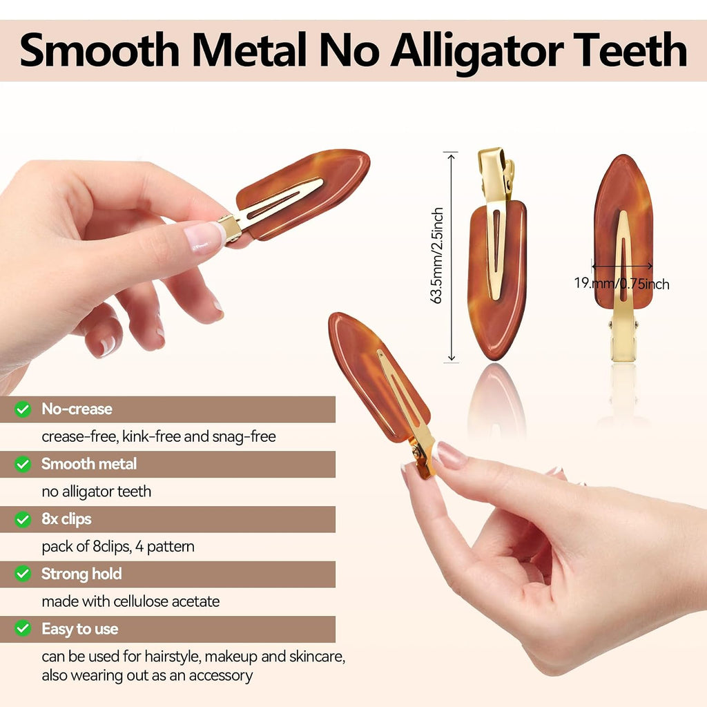 YIERSO 8 Pcs No Bend Hair Clips No Crease Makeup Duckbill Clip for Women