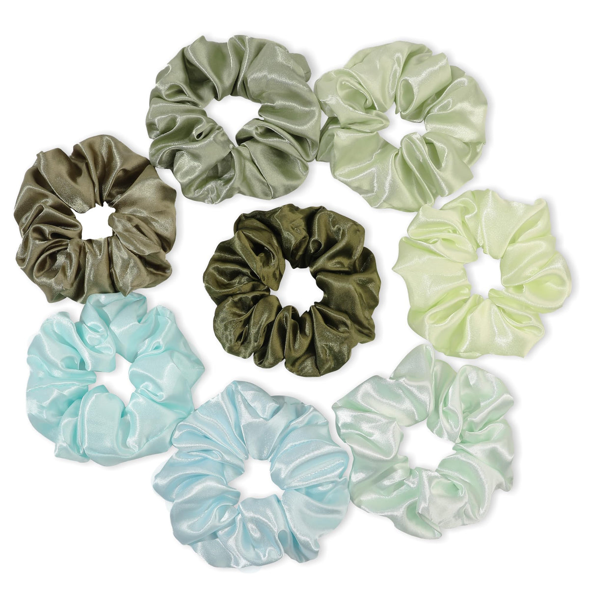 Satin Hair Scrunchies: Cute, Big Pony Tail Holders for Thick, Curly Hair - No Crease, No Damage Hair Ties for Girls and Women