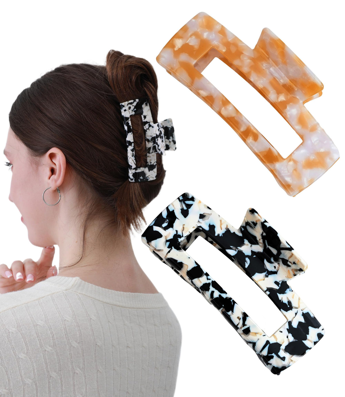 2 Pcs Large Hair Claw Clips Tortoise Shell Big Claw Hair Clips for Thick Hair Strong Hold No Slip Grip Hair Jaw Clips for Women