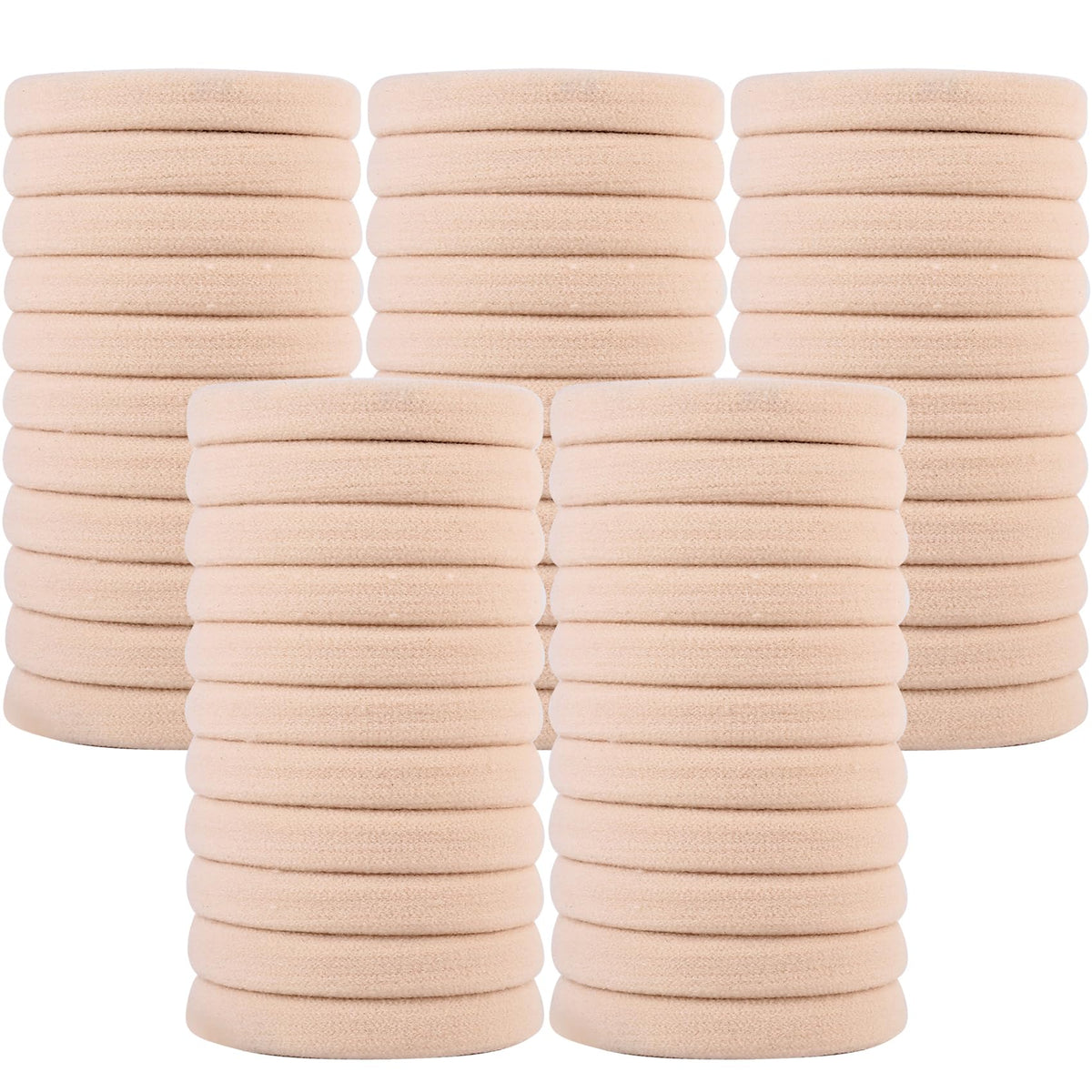 50PCS Black Hair Ties for Women, Cotton Seamless Hair Bands, Elastic Ponytail Holders, No Damage for Thick Hair, 2 Inch in Diameter, by Qarwayoc