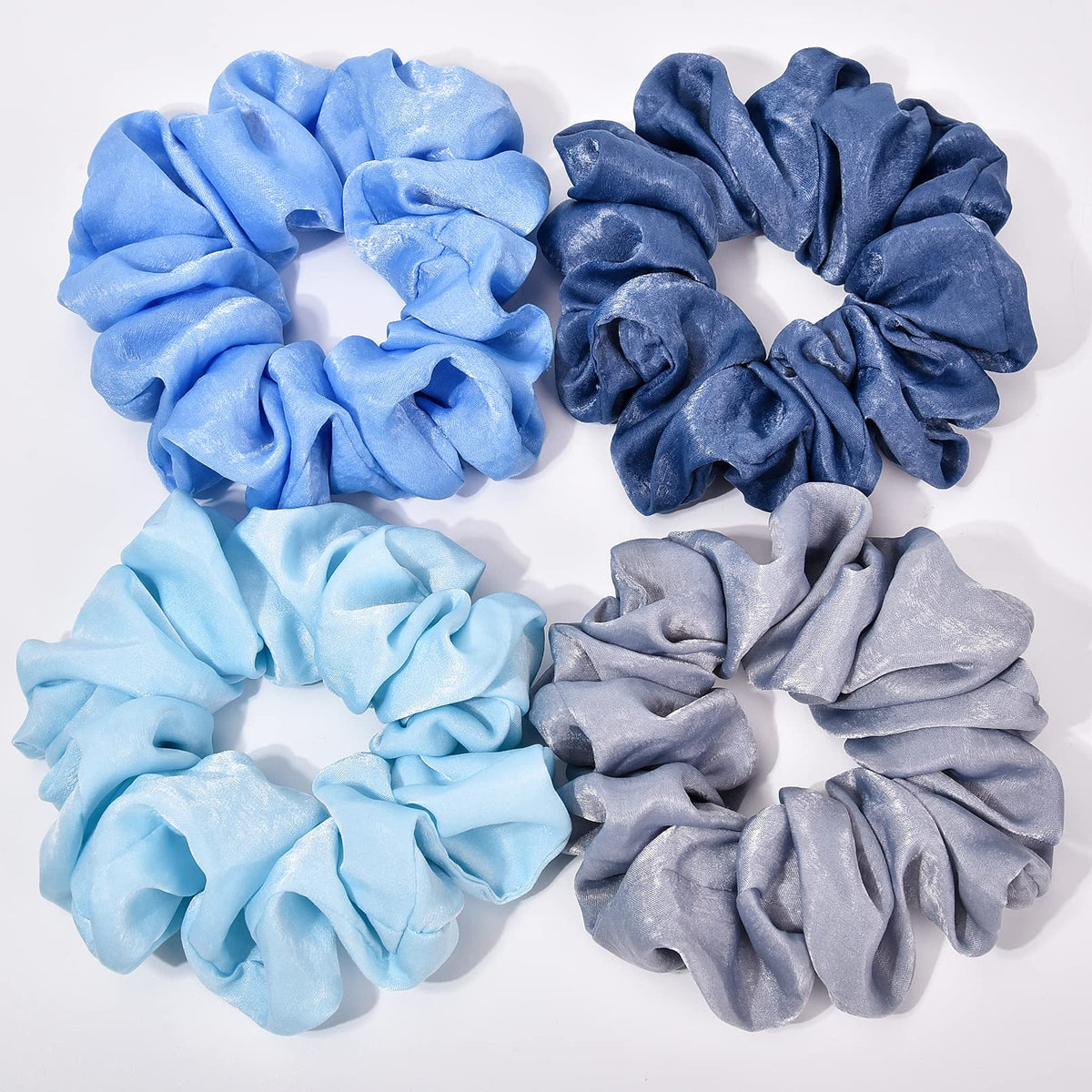 Black Big Scrunchies for Women 6.3Inches Large Scrunchie Satin Oversized Silk Thick Elastic Hair Ties Jumbo Hair Scrunchies 6 Pack (Black)