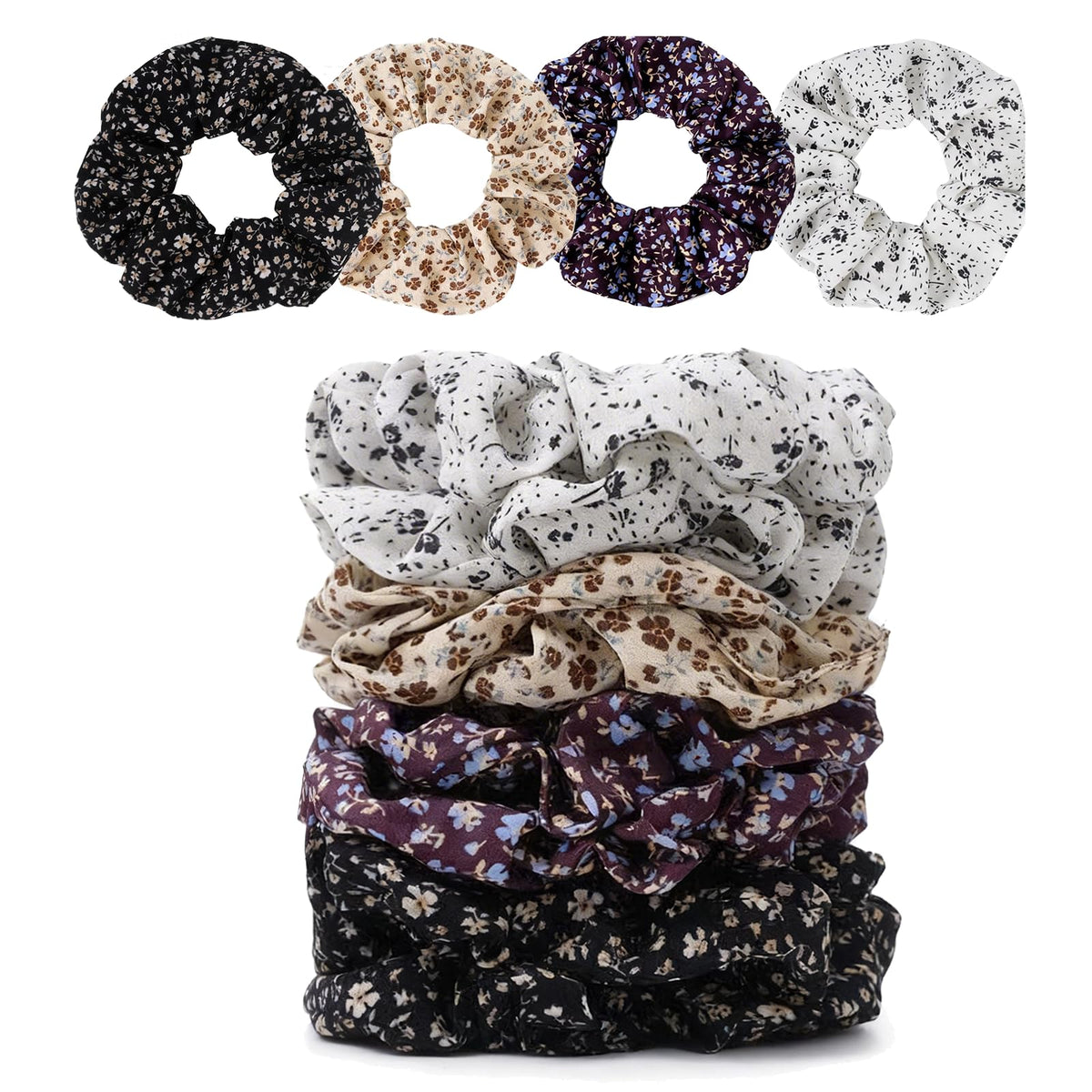 Satin Scrunchies for Women – 8PCS Black Silk Hair Ties – No Crease, Frizz-Free, Gentle Elastic Hair Bands for Thick & Thin Hair, Soft & Stylish Hair Accessories Gifts