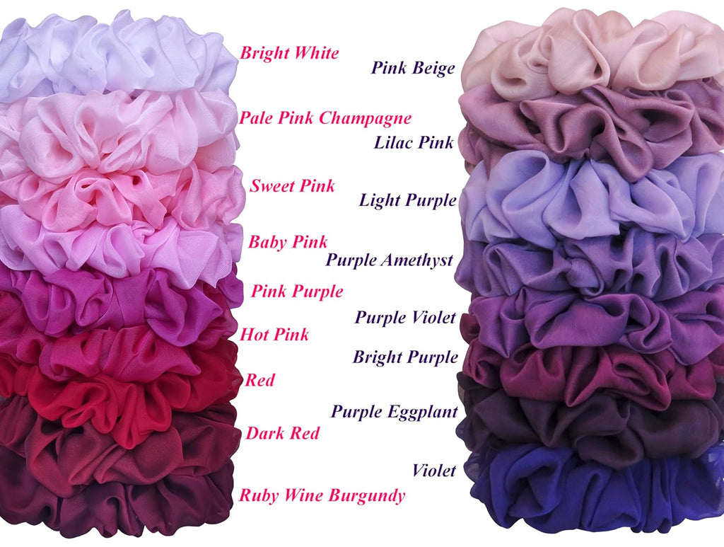 38 Colors Available, Soft Sheer Chiffon Big Hair Scrunchies (Black)