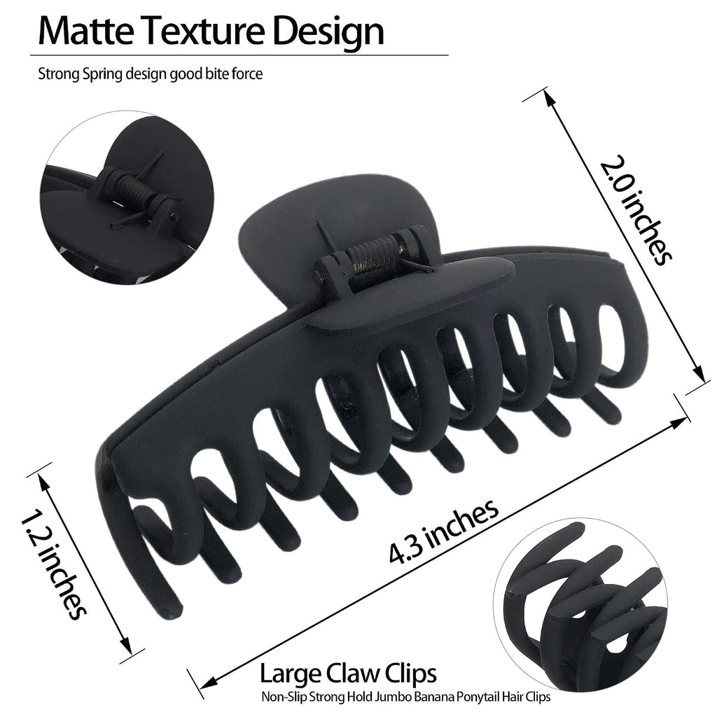 OWIIZI 4.3" Large Hair Claw Clips for Women Long Thick Hair (4 Packs)