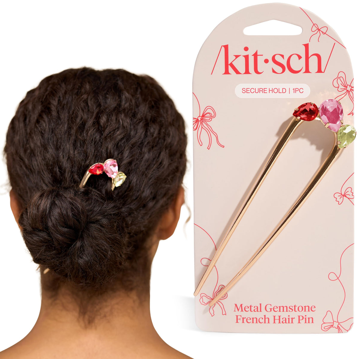 Kitsch French Hair Pins for Women | Secure Hold All Day - Gold, 1pc
