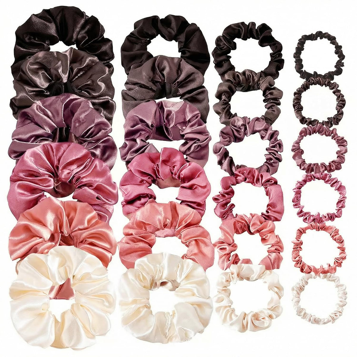 24 Pcs Hair Ties Scrunchies for Women Big Satin Scrunchie for Girls Seamless Elastic Hair Bands Soft Small Hair Tie for Thick Thin Hair Ponytail Holders Accessories