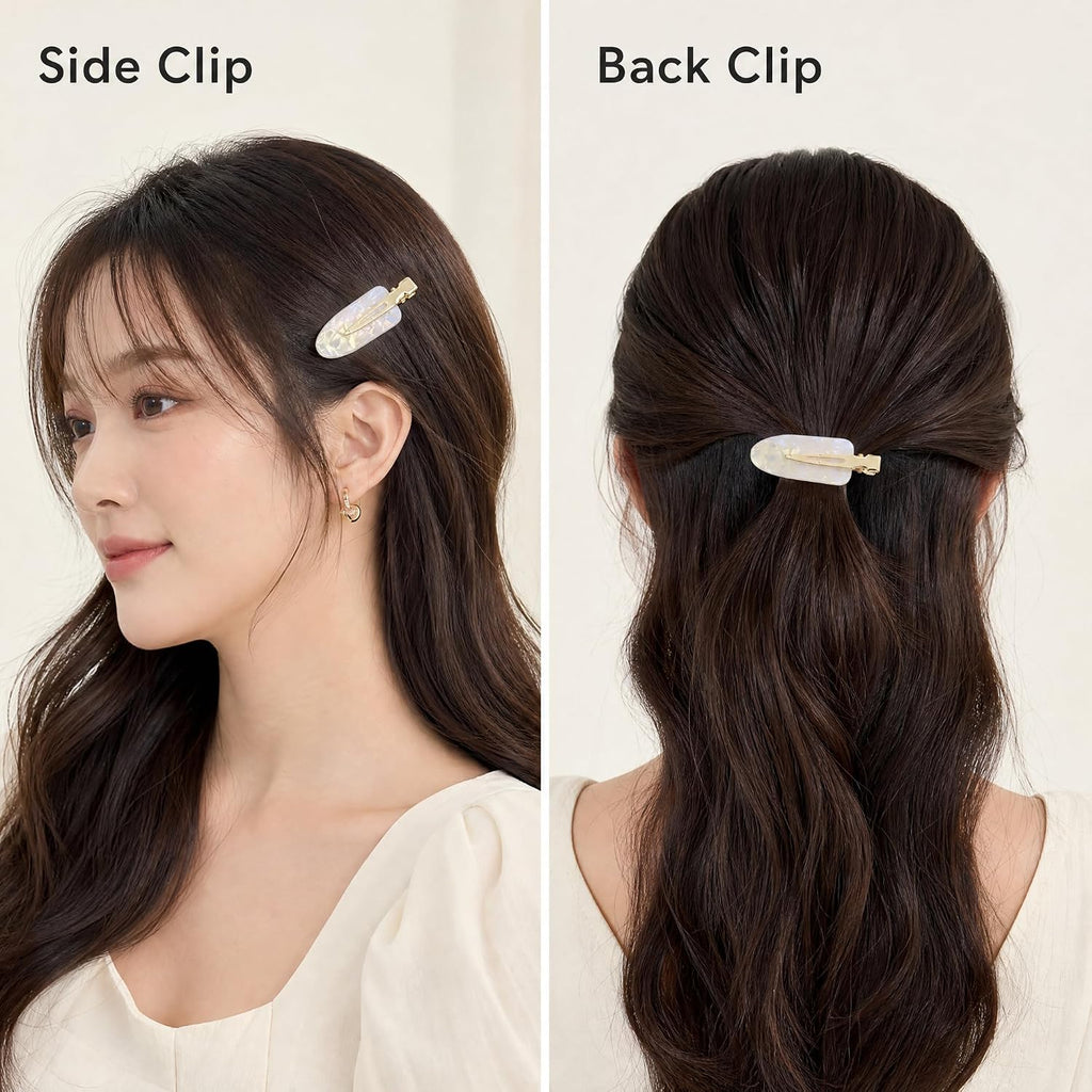 2PCS No Crease Hair Pins Flat Hair Makeup Clips Cute No Bend Accessories Small Duck Barrettes for Women Teen Girls Thin Fine Curly Styling Sectioning (White)