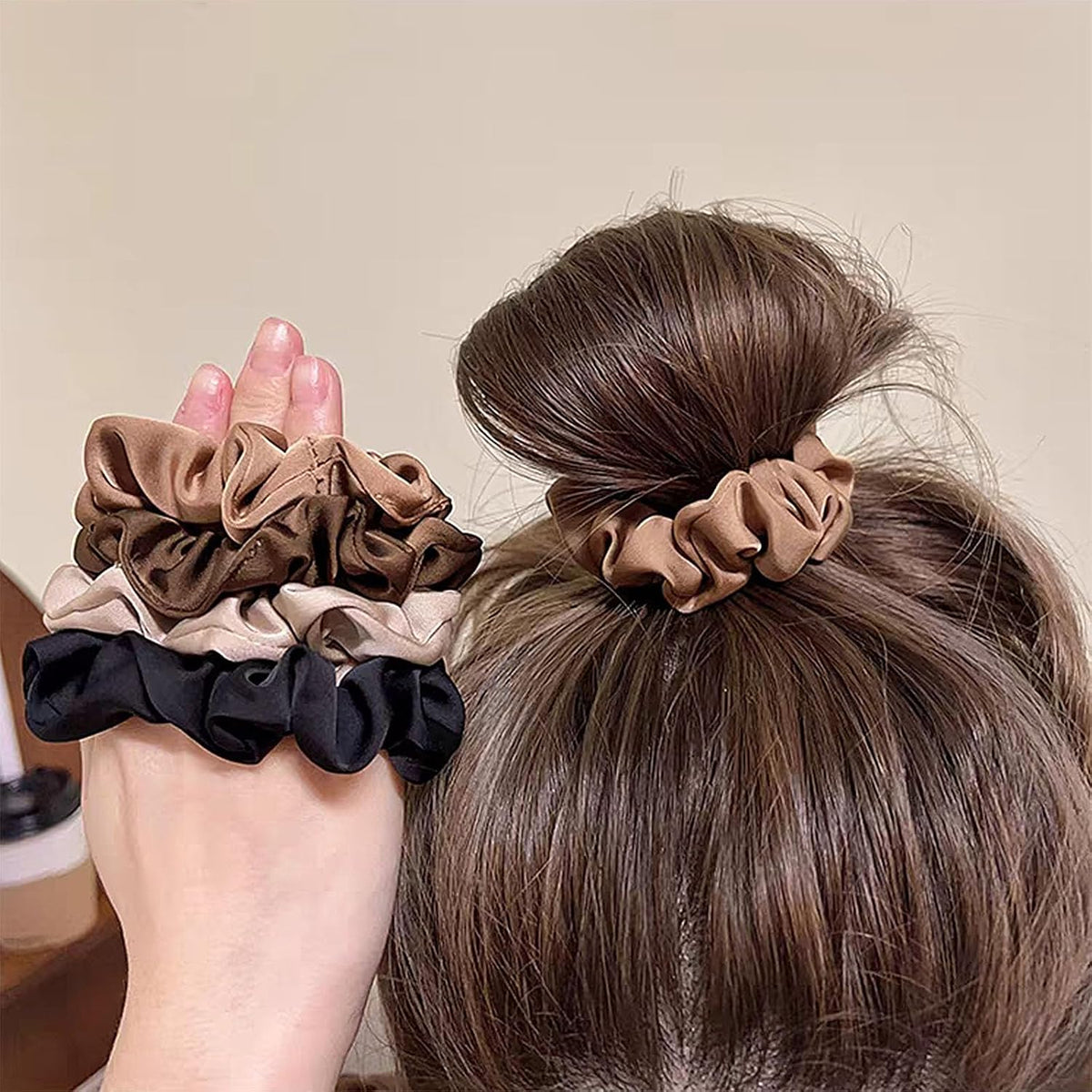 12 Pcs Satin Silk Scrunchies – Soft Hair Ties for Women & Girls, Thick Elastic Ponytail Holders, Hair Bands & Wrist Bracelets, Assorted Colors Scrunchies Hair Ties Silk Satin Scrunchy Hair Accessories