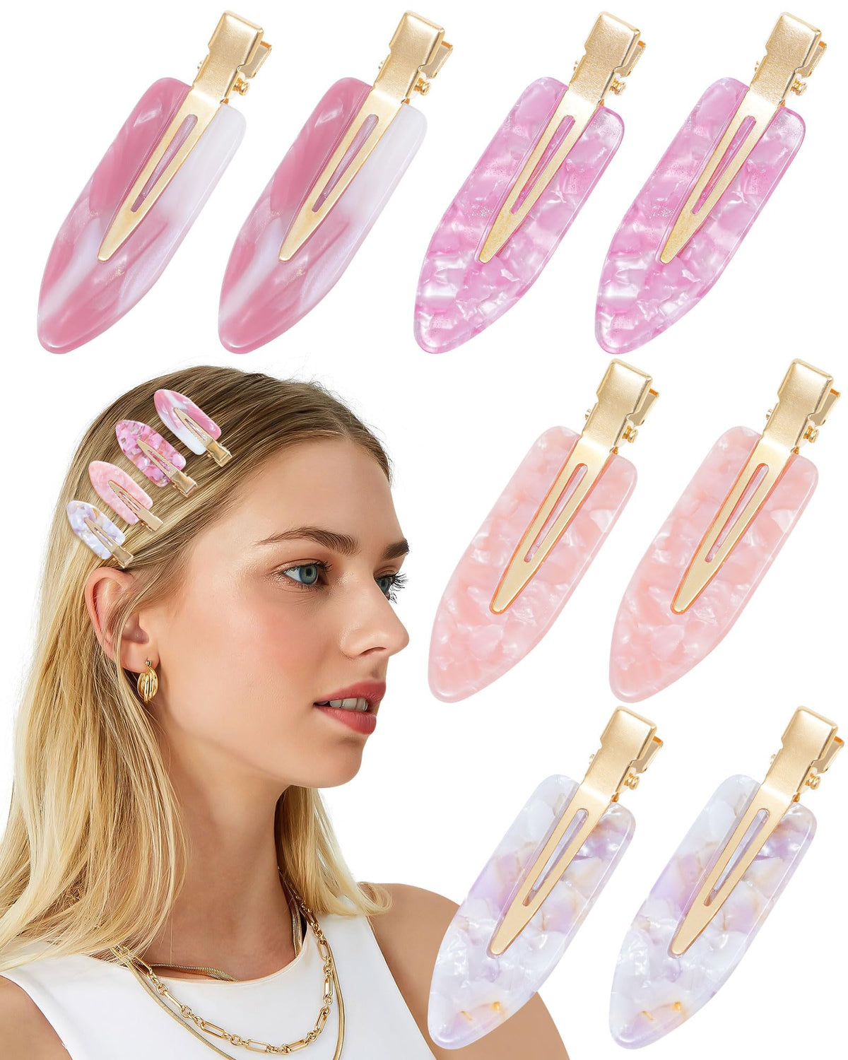 Mesovor 8 PCS No Bend Creaseless Hair Clips for Women, No- Crease Non Slip