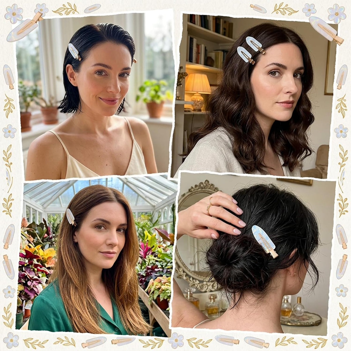 8 PCS No Crease Hair Clips No Bend Creaseless Hair Clips for Women White Flat Hairs Clip Makeup Hairs Clip Cute Accessories for Women (Milk White)