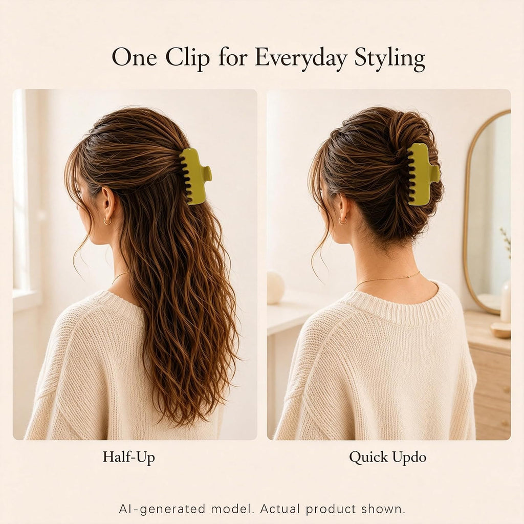 Ivyu 4-Inch Large Rounded Rectangle Hair Claw Clip for Women, Strong Hold