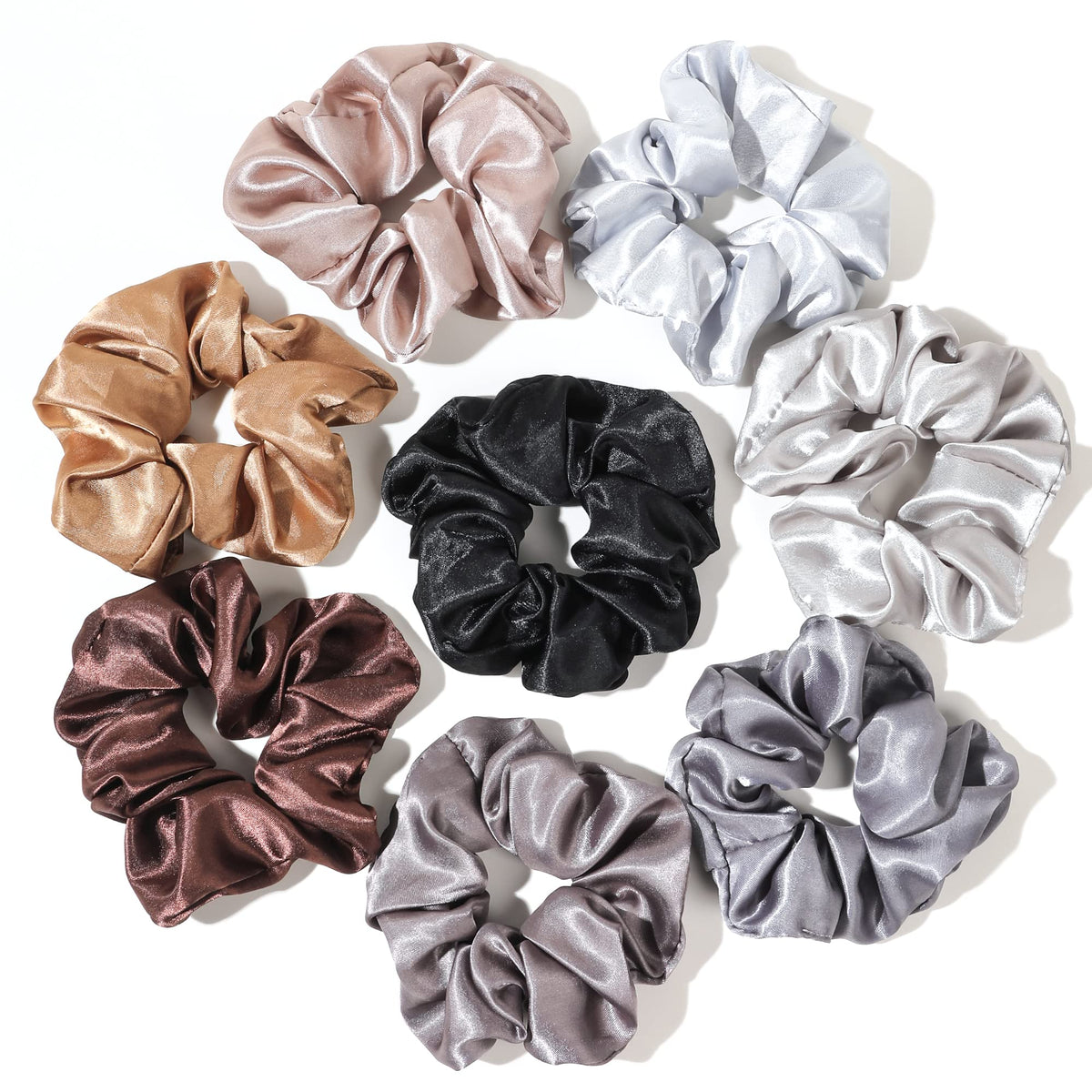 Satin Hair Scrunchies: Cute, Big Pony Tail Holders for Thick, Curly Hair - No Crease, No Damage Hair Ties for Girls and Women