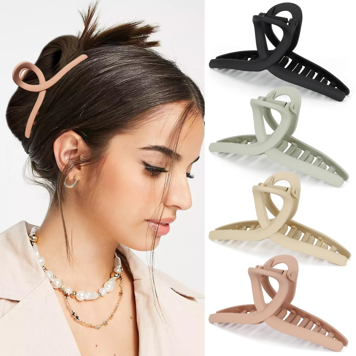 Big Hair Claw Clips - Butterfly Hair Accessories for Women and Girls with Long, Thick Hair - Large 5.1 Jelly Clips, 4 Pcs, Mother's Day Gifts